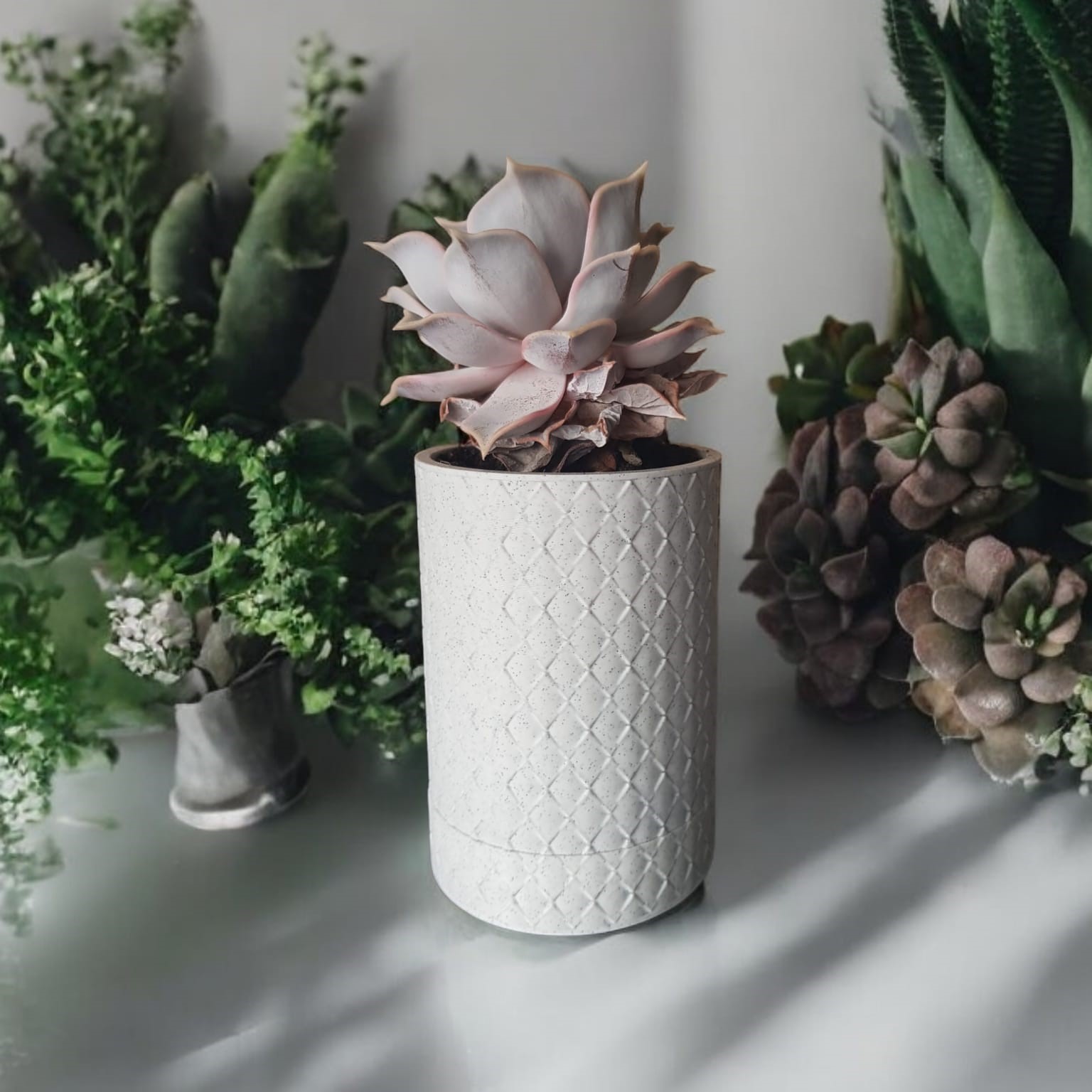 Basket Weave Planter with Hidden Drip Tray